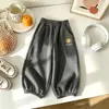 Nuevos pantalones de terciopelo Oli para otoño e invierno para niños y niñas, con forro extra de felpa y engrosado, cálidos y a prueba de viento, pantalones largos para niños con puño
