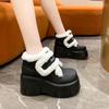 Invierno 2024 Nuevo Velcro Forro de Felpa Suela Gruesa Caña Corta Cálido Zapatos de Algodón Altura Interior Maomao Botas de Nieve Uso Exterior