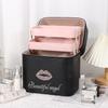 Estuche de Maquillaje Personalizado de Cuero PU, Maleta de Maquillaje Portátil de Gran Capacidad, Caja de Almacenamiento de Cosméticos Multicapa, Portátil