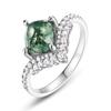 Anillo de musgo verde natural de corona nueva transfronterizo de comercio exterior, anillo de ágata acuática con incrustaciones de plata S925, venta al por mayor personalizada
