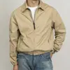 Jaqueta Masculina Nova Clássica de Primavera e Outono Cáqui Retro Old Cadre Gola Lapela Zíper Fina Roupa de Trabalho Jaqueta Lavada para Homens