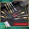 Aço inoxidável garfo de frutas conjunto sobremesa bolo de dois dentes garfo ins lua bolo faca e garfo Internet Celebrity Gift Set