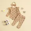 Comercio exterior traje nuevo de primavera y otoño para niñas estampado de amor gofrado de manga larga + pantalones + diadema traje de tres piezas