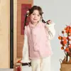 Roupa de Inverno Pudding Haru para Meninas: Casaco Peludo Estilo Nacional, Novo Colete Estilo Chinês Suave para Crianças Outono/Inverno 2025