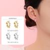Pendientes Irregulares de Plata de Ley S925 Incrustados con Diamantes Zirconia Ojo de Caballo para Mujer, Sencillos, de Alta Gama, Hebilla de Oreja de Comercio Exterior Transfronterizo Europeo y Americano