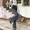 Jeans acampanados de cintura alta para mujer, nuevo estilo otoño 2026, corte ajustado, adelgazantes, con flecos, largos hasta el suelo, pierna ancha, pantalones bootcut