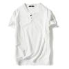 Camiseta de Manga Curta Masculina Linho Vintage Top Fino Meia-manga Cor Sólida Gola V Solta Tamanho Plus Size Algodão Linho Camiseta