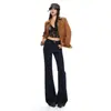 Jeans Azules de Mezclilla de Cintura Alta Elásticos Microbocancha Mujer 2026 Otoño Nueva Llegada Ajustados a la Figura de Moda Simples Versátiles Pantalones de Bocancha