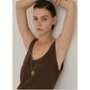 Collar Vintage Ovalado Transparente de Cristal Dorado para Cabello Natural Diseño Nicho Lujo Ligero Alto Sentido Cadena Larga de Lana
