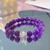 Pulseira de Pedra Natural Fogo Roxo Nove Design Feminino Moeda de Ouro Contas de Transbordo Pedra Ametista Pulseira Presente Este Ano
