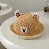 Chapéu de Bebê Verão Respirável Chapéu de Palha para Criança Pequena Chapéu de Pescador Fofo para Bebê Chapéu de Sol para Meninos e Meninas Boné de Melão Tendência