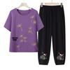 Trajes Casuales de Verano para Mujeres de Mediana Edad y Mayores, Conjunto de Dos Piezas de Manga Corta de Verano para la Abuela, Blusas para la Madre, Ropa para Personas Mayores y Damas