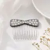 Pente de cabelo elegante com laço todo em diamantes, acessório de cabelo de luxo leve estilo coreano, pente para franja de xale, pente invertido, ferramenta mágica de coroa alta