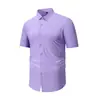 Camisa masculina de manga curta transfronteiriça, alta qualidade, elástica, resistente a rugas, tamanhos grandes, estilo casual e de negócios
