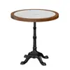Mesa redonda pequena estilo café americana personalizada de fábrica, popular em lojas online, conjunto de mesa e cadeira comercial de madeira maciça e laje de rocha para lojas de milk tea e sobremesas