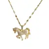 Novo Modelo 2026 Ano do Cavalo Zodíaco Cavalo Clássico com Diamantes Totais Colar de Aço Titânio para Mulheres, Incrustado com Zircônia, Corrente de Clavícula Luxuosa