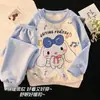 Nuevo Conjunto de Dos Piezas de Algodón Grueso Cálido de Dibujos Animados con Mangas Largas y Pantalones Largos para Niñas, Ropa de Casa para Otoño e Invierno