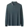 Camisa polo masculina de manga comprida, camiseta masculina com gola alta, nova coleção primavera/outono 2026, peça básica business casual, top casual para pais