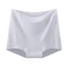 Pantaletas de cintura media-alta, corte plano, diseño anti-exposición, ropa interior para mujer, adecuadas para mujeres de talla grande, muy elásticas, sin costuras, control de abdomen, transpirables y cómodas, tipo bóxer de cuatro esquinas
