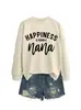 La felicidad es ser sudadera casual suelta simple para mujer de comercio exterior transfronterizo de la lista de deseos de Amazon en stock