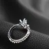 Anillo de Cabeza de Dragón Retro Popular Europeo y Americano Transfronterizo, Anillo Abierto Personalizado y Audaz para Hombre, Joyería de Anillo Versátil de Nicho
