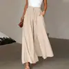 Pantalones de pierna ancha de verano nuevos para mujer, transfronterizos europeos y americanos, con cintura elástica, pantalones tipo falda larga de cintura alta para mujer, 2026