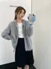 Suéter con Capucha de Doble Cremallera y Cordón para Mujer, Otoño Primavera, Cárdigan de Punto Trenzado, Chaqueta Corta Floja Perezosa, Top Suave y Esponjoso
