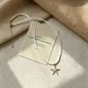 Colar Estrela do Mar com Corda de Couro Branco Estilo Verão 2026 para Mulheres, Estilo Férias na Beira-Mar, Acessório de Corrente Clavicular com Design de Nicho