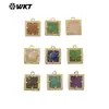 WT-P1994 pingente de pedra quadrada pequena multicolor natural zircônia incrustada gancho único joias brincos acessórios