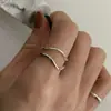Anillo S925 Plata de Ley Simple de Doble Capa Ola Estilo Coreano Minimalista Diseño de Nicho Apilable Anillo Abierto para Mujeres