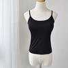Camisola de tirantes con almohadilla para el pecho antibacteriana de perla, todo en uno, para mujer, color liso, cuello, camiseta base, prenda exterior, interior, top con espalda bonita