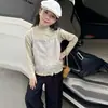 Conjunto de tres piezas de punto estilo coreano para niña, nuevo para Otoño 2026, Jeans de pierna ancha de color liso para Primavera/Otoño, Moderno