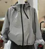 Dongdaemun Coreano 26 colección nueva de otoño: dobladillo asimétrico con cordón, doble cremallera, chaqueta cortavientos con capucha estilo coreano