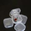 1 pequena caixa quadrada de plástico transparente de 3,5 x 3,5 x 2 cm, caixa transparente longa para protetores auriculares, mini caixa de armazenamento de joias