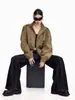 Jaqueta Curta Khaki Americana para Mulheres 2025 Nova Popular Casual Outono e Inverno Top de Jaqueta de Trabalho de Alta Qualidade