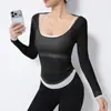 Top de treinamento Pilates slim fit para realçar as costas, peça externa leve, blusa de manga longa esportiva, camiseta de alta qualidade para fitness e yoga