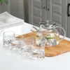 Set de Té de Vidrio Resistente al Calor de Moda, Juego de Tetera para Uso Doméstico, Diseño de Vista a la Montaña, Juego de Una Tetera y Cuatro Tazas, Tetera de Oficina, Disponible para Dropshipping