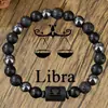 Pulsera Transfronteriza Nueva de Doce Constelaciones Piedra Volcánica Natural Pulsera Negra Retro Pulsera de Pareja Hecha a Mano Venta al por Mayor
