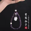 Pingente de Ametista Natural Corda para Pendurar Celular Corrente Pendurada no Pulso Artesanato Feito à Mão Feminino Corrente para Pendurar Celular