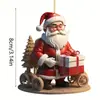 Colgante de Espejo Retrovisor Plano de Acrílico para Coche Trasero de Nuevo Producto Transfronterizo Decoración de Fiesta Adorno de Papá Noel Navideño