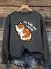 No Hables Estoy Enojado Estampado de Gato Sudadera Pulóver Multicolor para Mujer Cuello Redondo Ropa Holgada Otoño Oveja