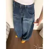 Calça Jeans Scimitar Lavada Americana para Mulheres 2025 Outono Nova Casual Solta Reta Perna Larga Caída Comprimento Total Tendência