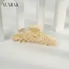 Wjia Clip de Tiburón de Ácido Acético con Patrón de Piedra Retro Francés Clip para Sujetar el Cabello a Mitad de la Cabeza Clip para el Cabello de la Parte Trasera de la Cabeza para Mujer Elegante Perezoso