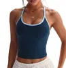 Top Regata Yoga Americano Color Block com Gola Halter Feminino Slim Fit Gola U Esportivo Fitness com Tiras Secagem Rápida Comércio Exterior Transfronteiriço