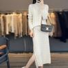 Shanli Dadi Design Sense Outono e Inverno Novo terno Feminino Elegante Borla Dividi Saia Suéter Engrossado Estilo Coreano Dois