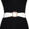 Cinturón Ancho Negro y Blanco Estilo Coreano para Mujer Sencillo Versátil Cubierta de Cintura Elástica para Mujer con Chaqueta de Plumas Cinturón de Falda con Hebilla de Perla para Mujer