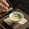 Taza de té china azul y blanca pintada a mano Juego de té Kung Fu Color bajo cubierta Cerámica Taza de té pequeña Taza cubo para el hogar 35ml Taza para invitados