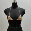 Cadena para el Pecho de Bikini Triangular de Comercio Exterior Transfronterizo Chaleco Retro Exagerado Top Halter sin Espalda de Puntada Acrílica para Mujer