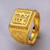 Anillo cuadrado de la suerte para hombre latón bañado en oro pulsera de arena abierta dorada anillo ajustable joyería suministro directo