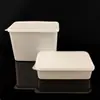Conjunto de 2 Caixas de Conservação Retangulares High-Low de Plástico PP Branco para Lanches e Armazenamento de Frutas e Vegetais Frescos 500ml + 1.3L